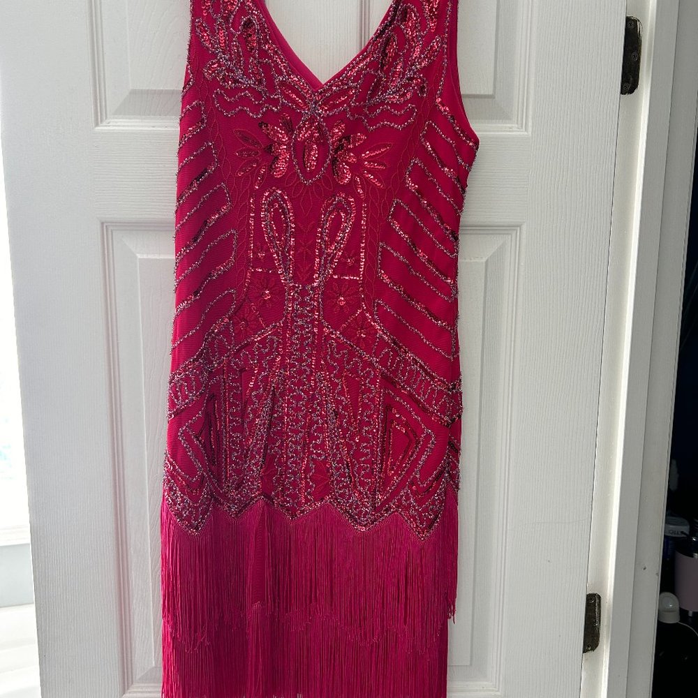 Women's Flapper Dresses 1920s V Neck Beaded Fringed Great Gatsby Dress d…